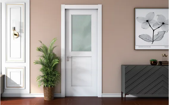 Wood Plastic Composite Door With Decor Glass