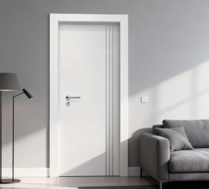 Linear WPC Door With Clean Straight-line Design, Modern Minimalist Style, Moisture-proof And Durable. factory