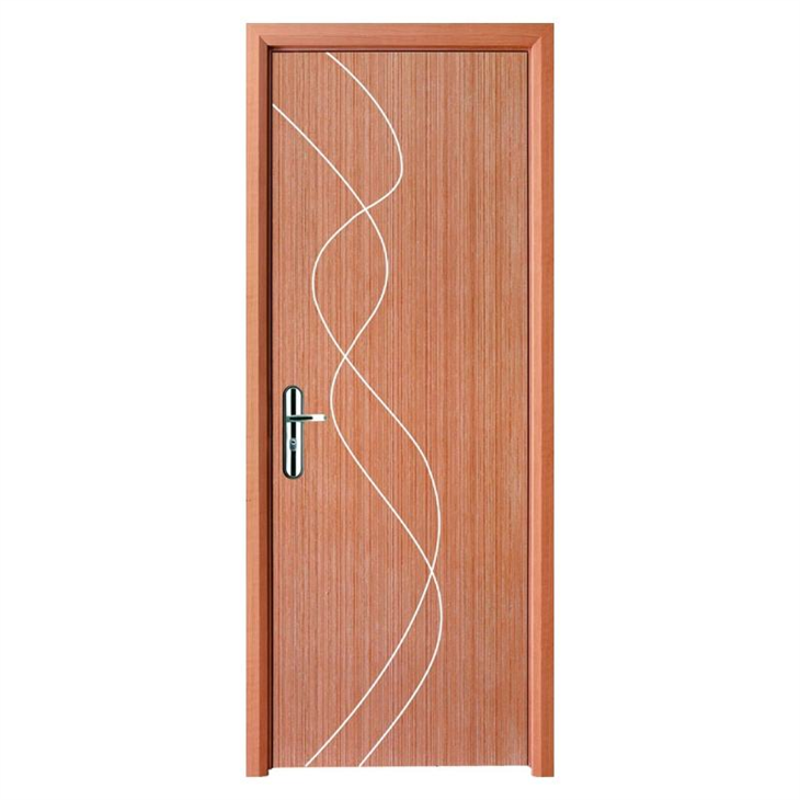 Modern Wave Pattern WPC Interior Door | Waterproof Wood Grain Bedroom Door