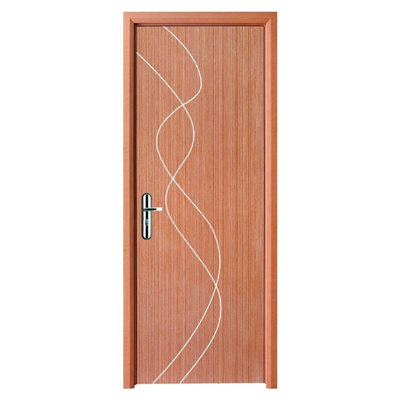 Modern Wave Pattern WPC Interior Door | Waterproof Wood Grain Bedroom Door